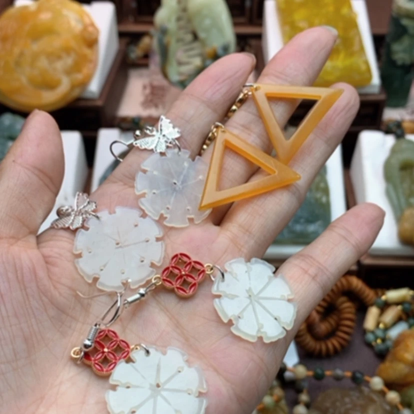 【闪购商品】岫玉耳环未镶嵌鱼**秒