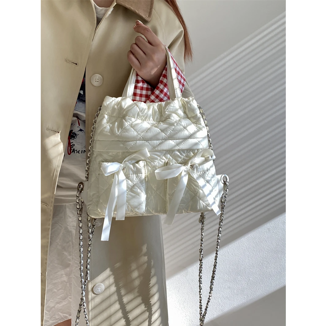 173【绣花双肩包米】小众设计新款韩版百搭高级背包时尚链条双肩包