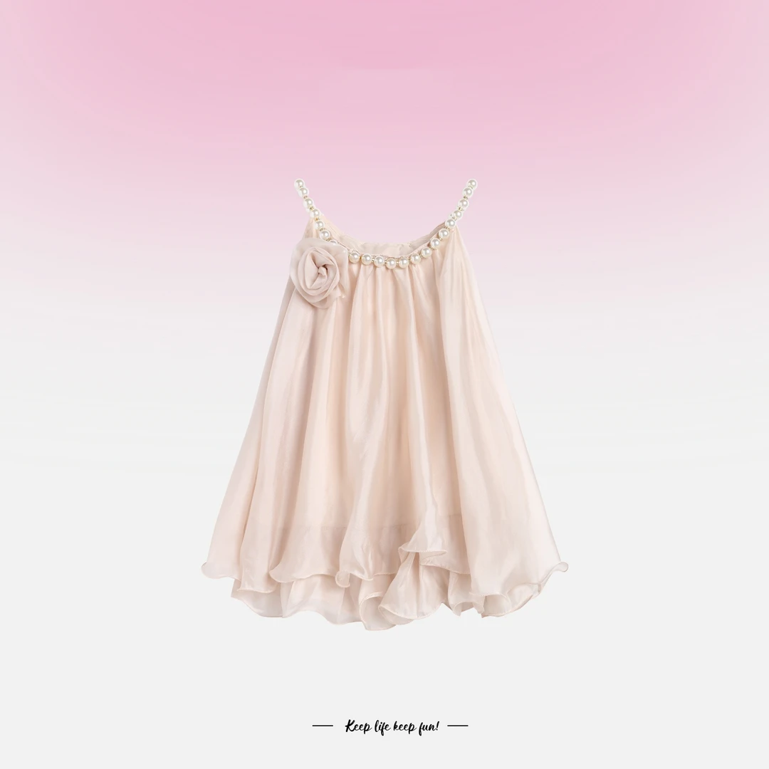 夏季法式吊带背心甜美气质圆领花朵无袖上衣女L592310