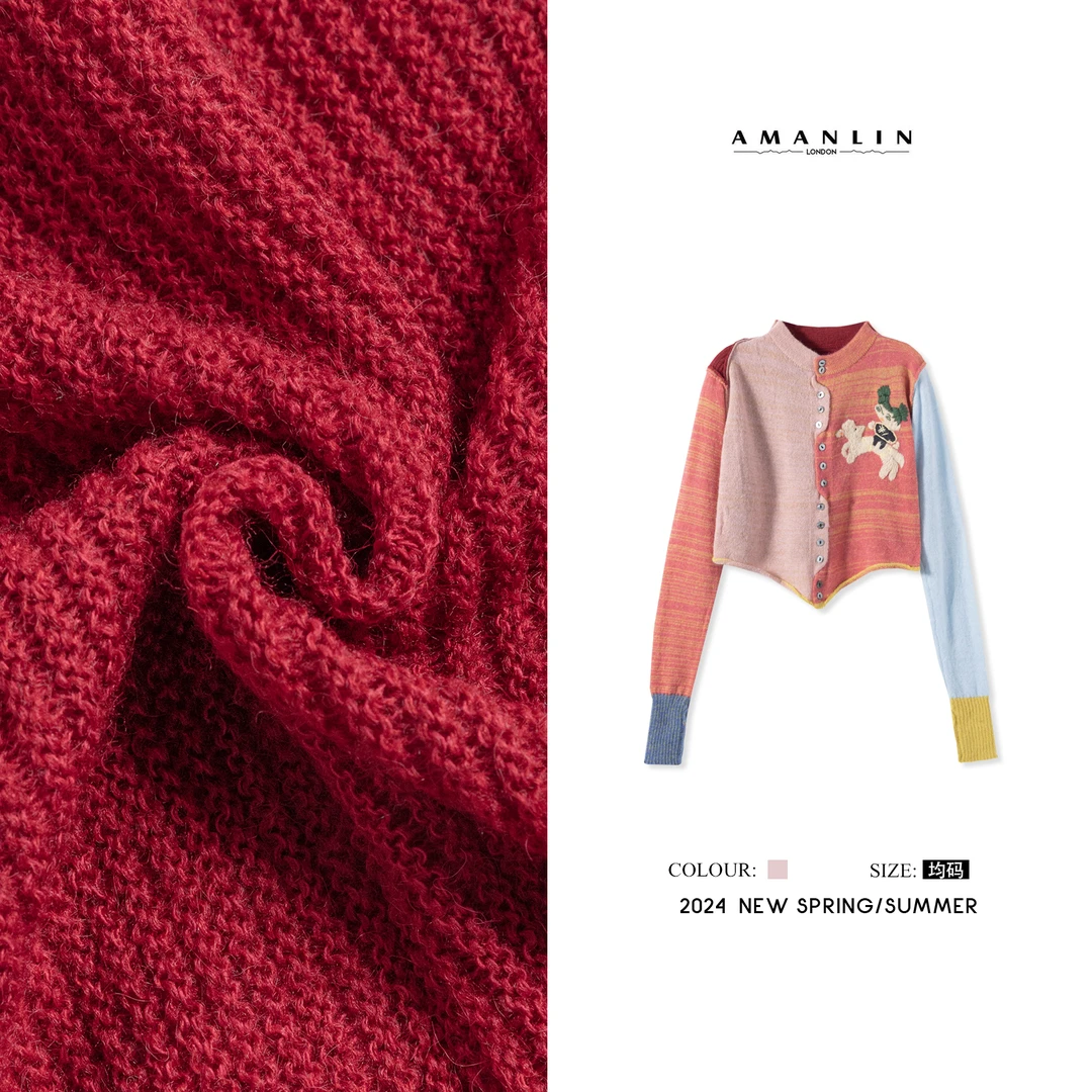 秋季新款设计感独特小众拼接趣味撞色针织衫L592781