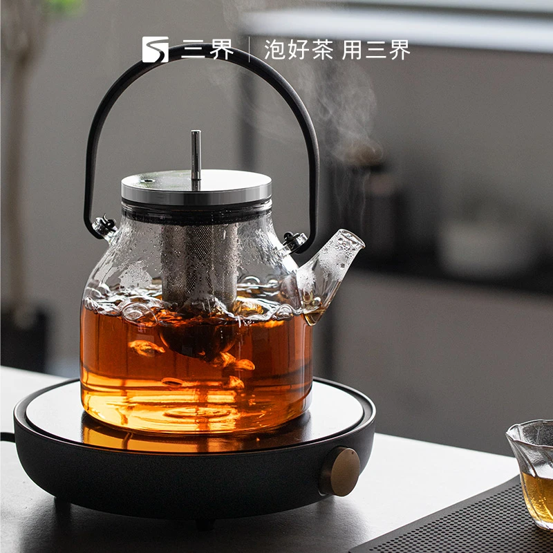 三界煮茶壶玻璃壶耐热烧水壶大容量家用蒸煮高硼硅泡茶专用茶具