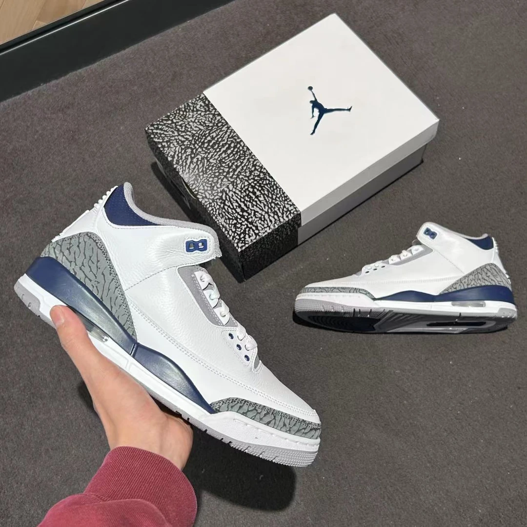 Nike/耐克男款AIRJORDAN3午夜蓝男鞋板鞋秋季时尚夏季篮球鞋高帮
