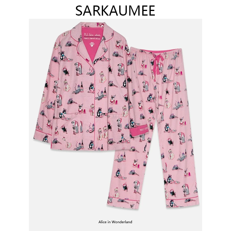 【粉色小狗】磨毛纯棉秋冬2024新款宽松设计师款套装两件套SY230213