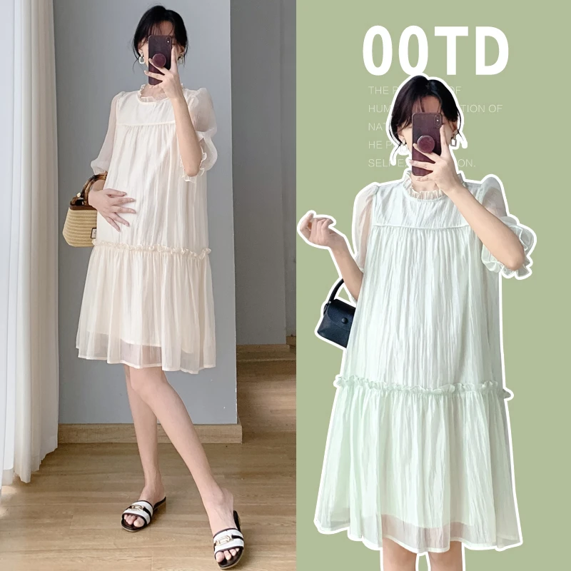 孕妇装裙子夏款短袖薄款孕妇连衣裙大码孕妇裙韩版潮妈孕妇夏装