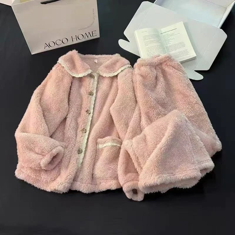 【小个子睡衣】秋冬珊瑚绒睡衣套装保暖舒适家居服#1103