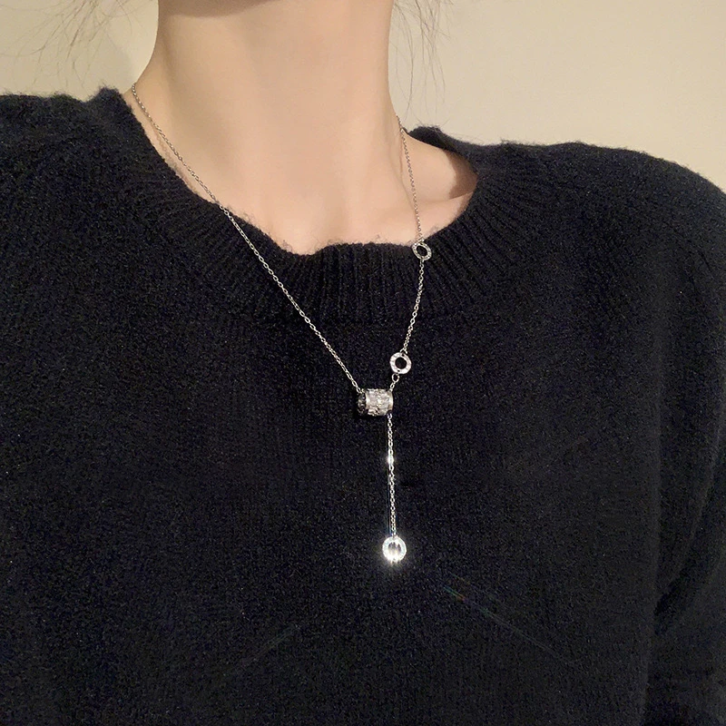 钛钢项链 （永不掉色）小蛮腰流苏项链轻奢小众锁骨链毛衣链男女款