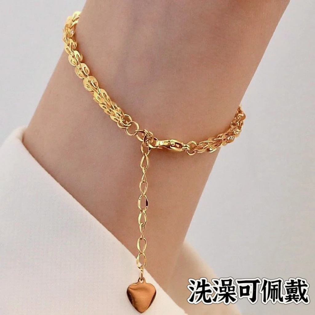 钛钢手链 不掉色复古中国风轻奢小众金色手串手链简约个性ins网红