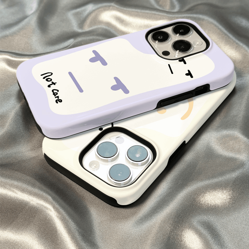 二合一菲林壳搞怪表情笑脸适用苹果15promax简约iPhone14手机硬壳