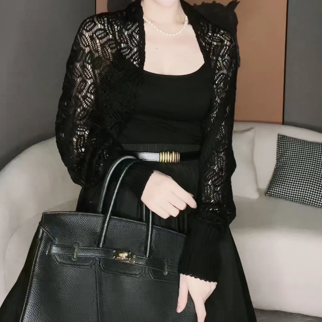 冰丝麦穗镂空针织披肩防晒空调房外搭遮肉开衫