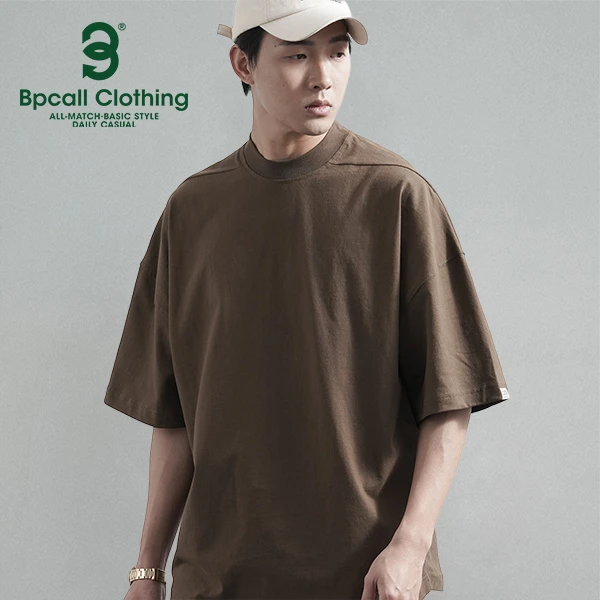 BPCALL波塞冬小高领重磅纯色日系春夏内搭打底衫短袖T恤男女同款