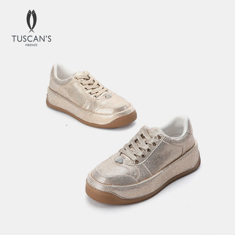 TUSCAN'S双鱼女鞋满钻厚底板鞋烫钻运动鞋休闲鞋钻钻鞋TS时代集团