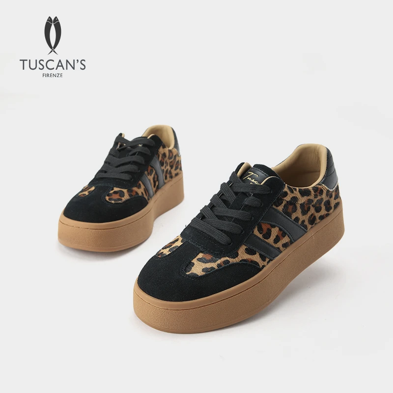 TUSCAN'S豹纹厚底日常低帮板鞋女士上班通勤百搭休闲鞋TS时代双鱼