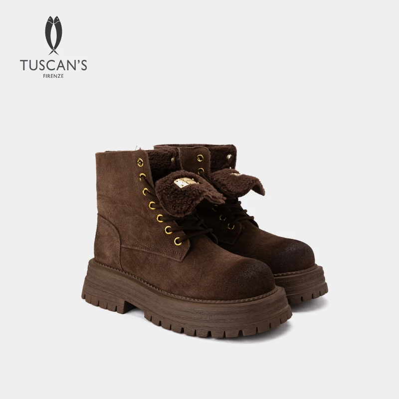 TUSCAN'S秋冬百搭女款通勤靴子休闲复古厚底马丁靴TS时代双鱼
