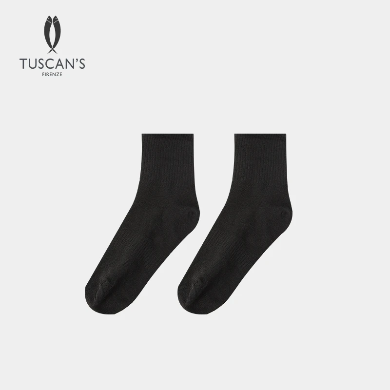 TUSCAN'S夏季纯色薄款透气4双装透气中筒袜TS时代双鱼