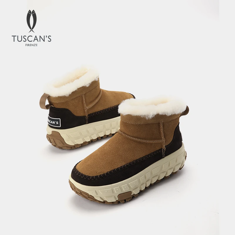 2024年冬季新款时尚百搭休闲保暖增高女靴撞色系雪地靴女