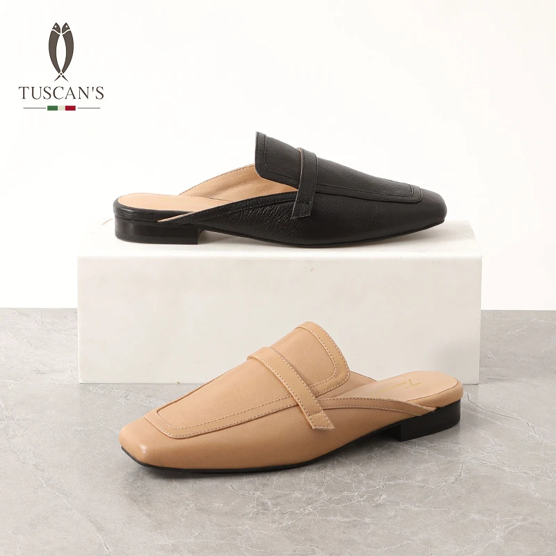 TUSCAN'S休闲百搭夏季一脚蹬懒人鞋女士真皮单鞋高级感TS时代双鱼