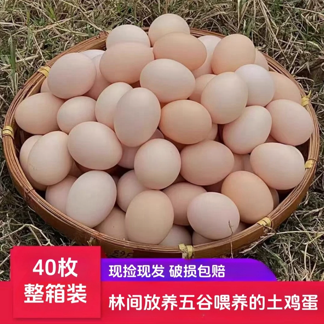 【秀秀家】新鲜现捡现发土鸡蛋 草鸡蛋 40枚 净重3.2斤  破损包赔