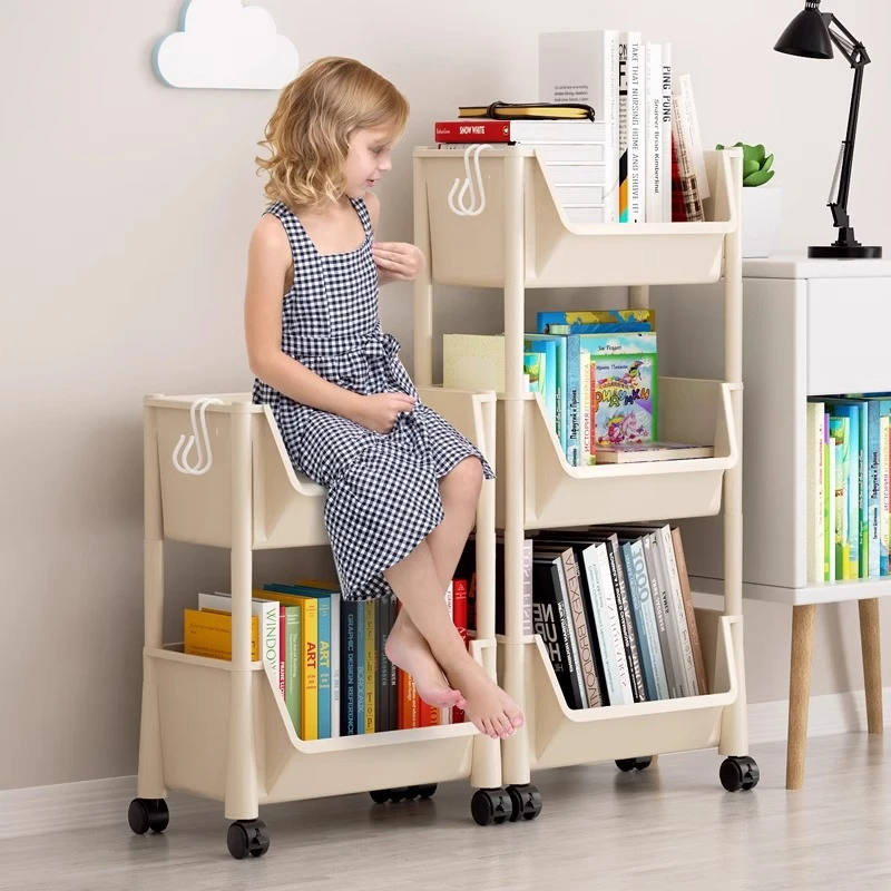 小推车置物架家用移动书架零食收纳架卧室厨房卫生间宿舍储物架子