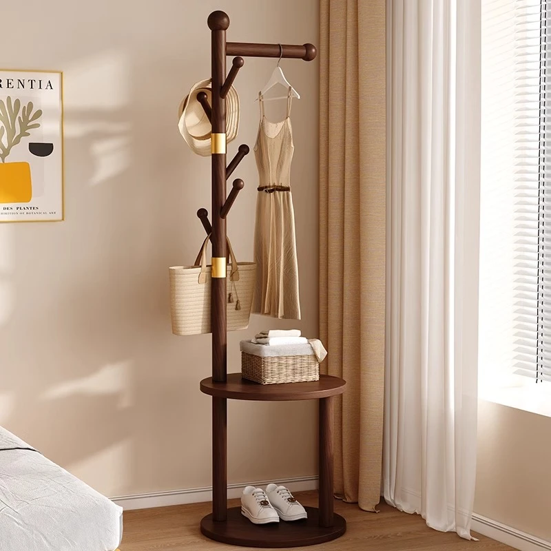 挂衣架落地卧室家用可移动衣服收纳置物架阳台宿舍简易实木衣帽架