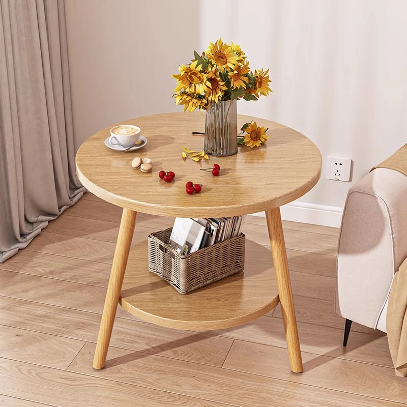 沙发边几小桌子双层小圆桌客厅家用茶桌床头置物架迷你阳台小茶几