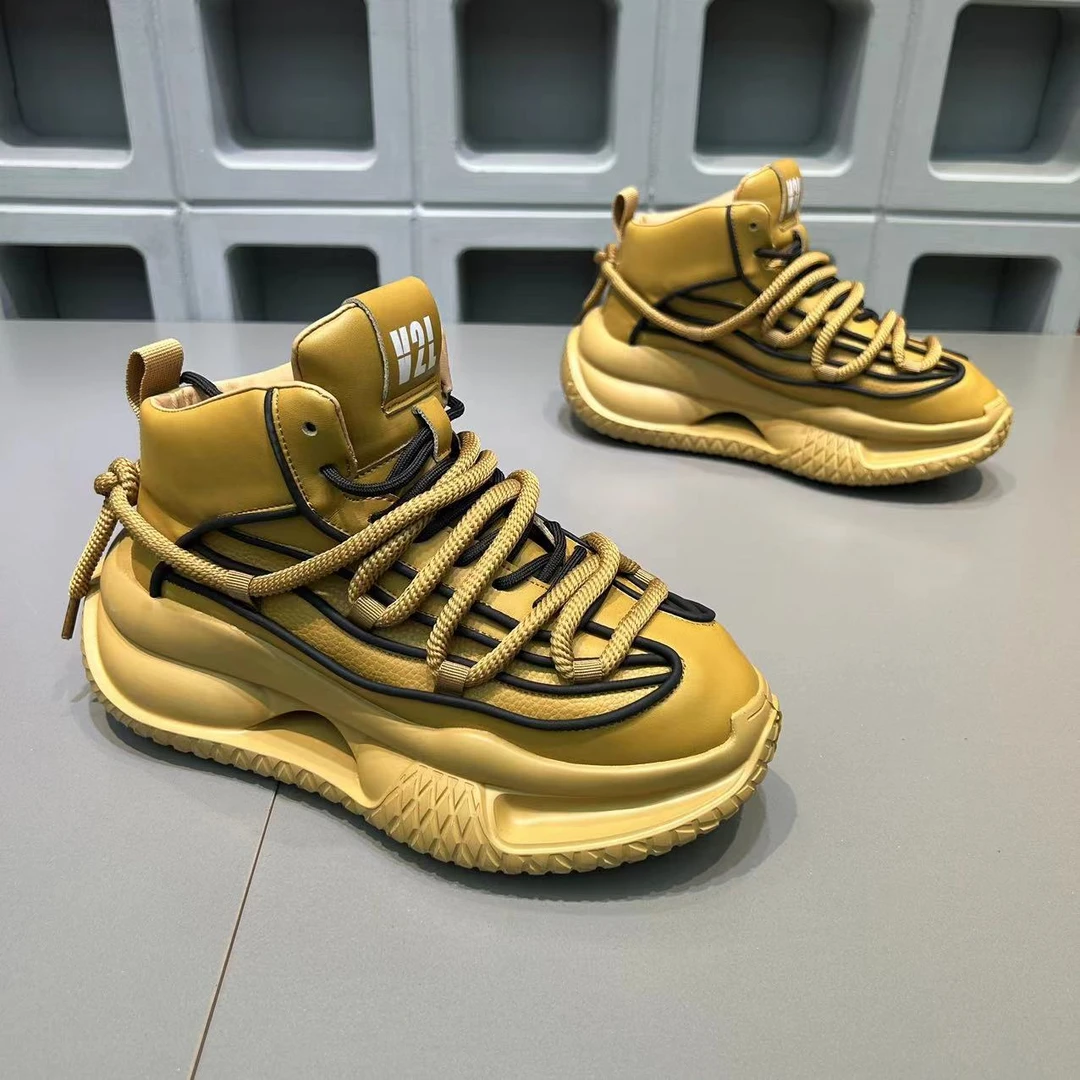 2024年秋冬单棉同款百搭时尚厚底男士冬季加绒老爹鞋潮流休闲潮鞋