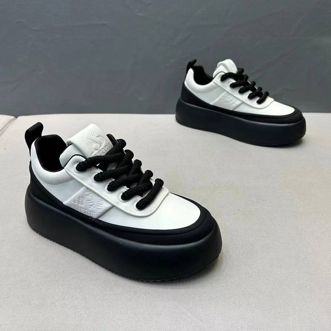 P2024年春季新款时尚厚底系带超软男款阿甘鞋潮流拼色舒适休闲鞋