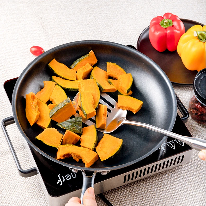 精铸品牌平底锅24cm耐高温涂层烹饪不粘锅煎锅JGZ-A-0010-BK