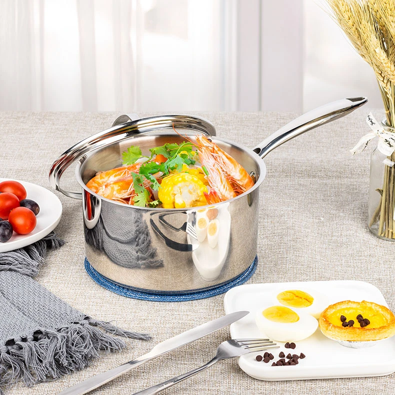 精铸品牌18cm不锈钢简约带柄奶锅 JGZ-A-0011-SV