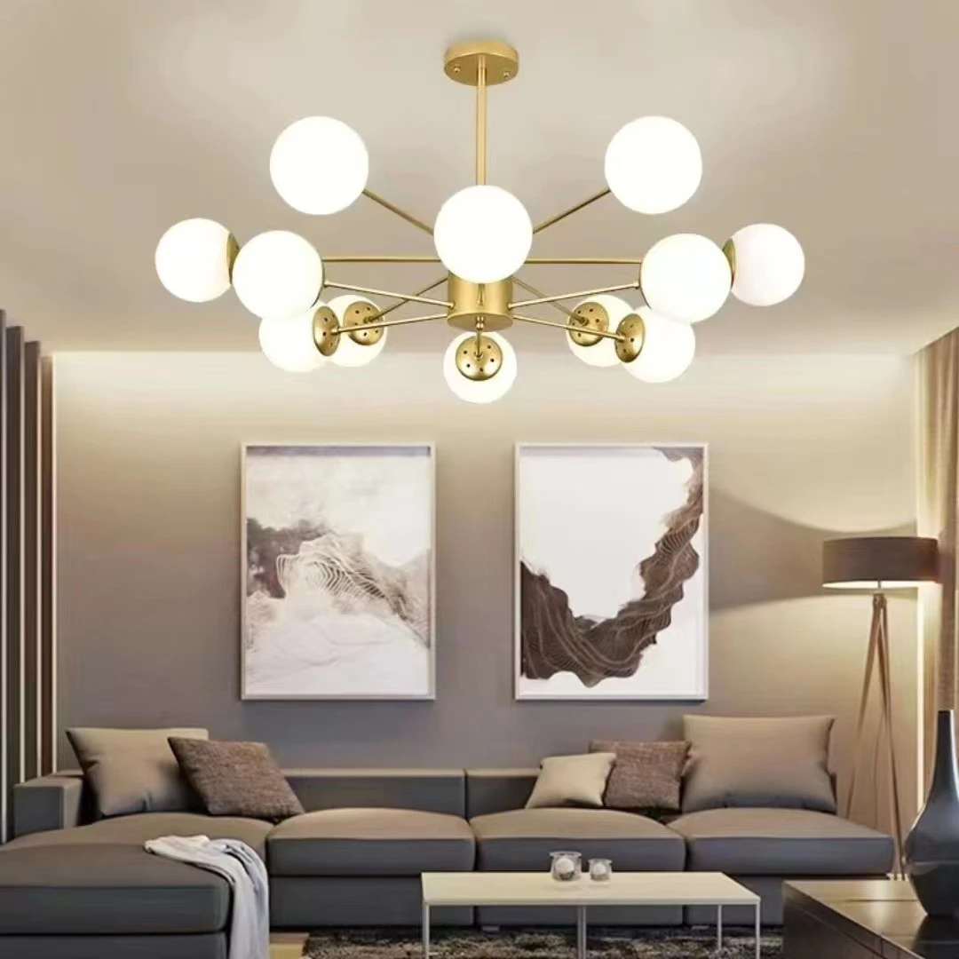 吊灯魔豆客厅餐厅会议厅美式家用简约大气客厅灯主卧五金房间大厅