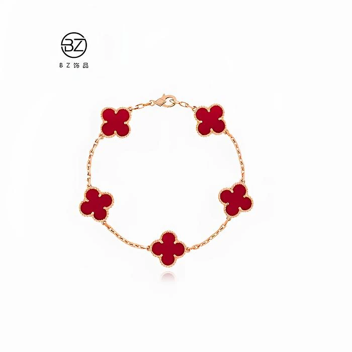 925银手链 S925纯银四叶草手链女轻奢高级感气质时尚经典双面