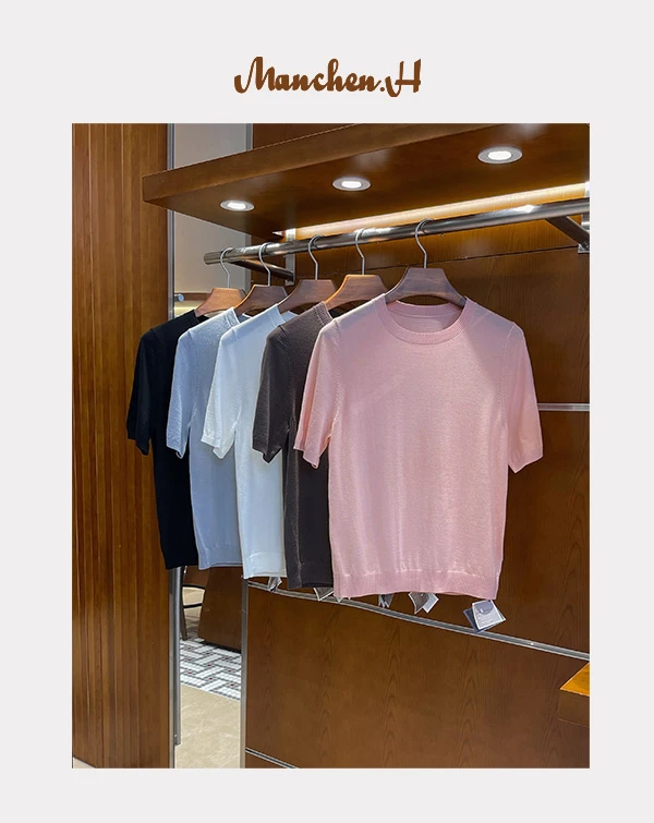 曼辰manchenh“国王针织T”意大利进口LP160s极细纱线短袖针织衫