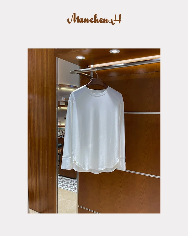 H姐曼辰“新中式白T”定制磨毛拼接盘扣袖弹力打底T