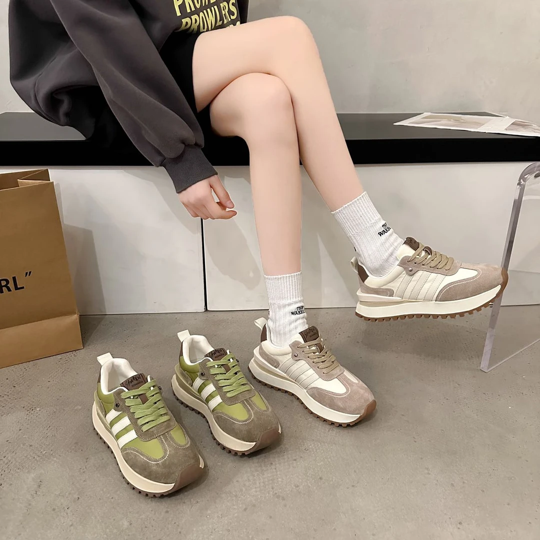 潮流时尚华夫阿甘鞋拼色白搭厚底老爹鞋F1