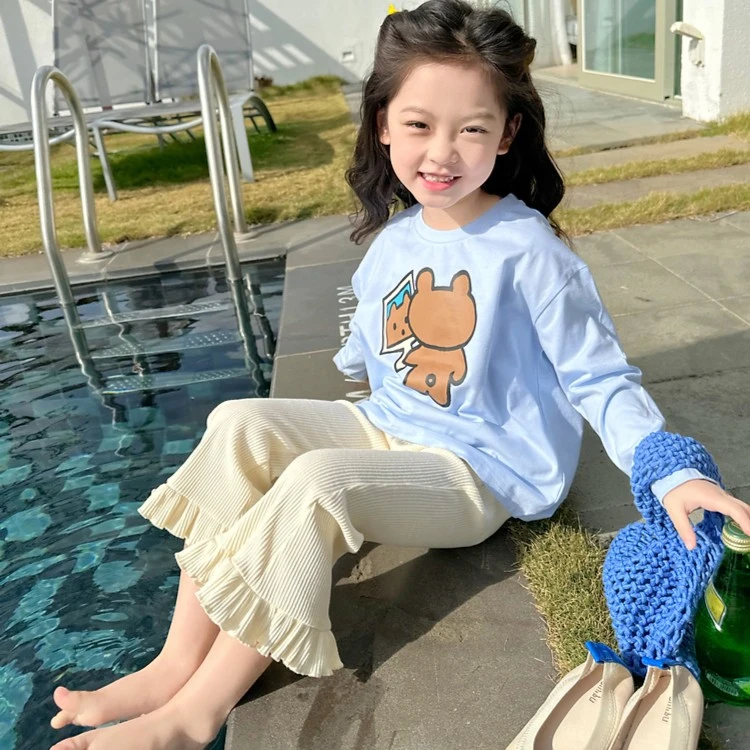 女童花边喇叭裤2025春秋新款儿童韩版洋气裤女童宽松长裤裤子高腰