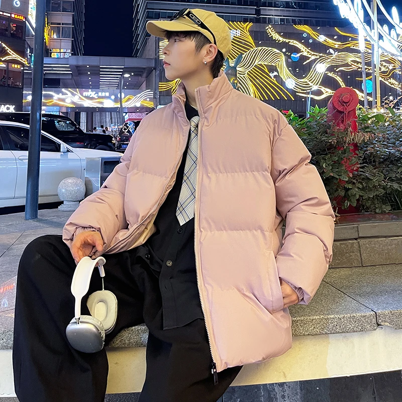 糖果纯色面包棉衣棉袄男加肥加大码外套潮流胖子厚款宽松冬装百搭