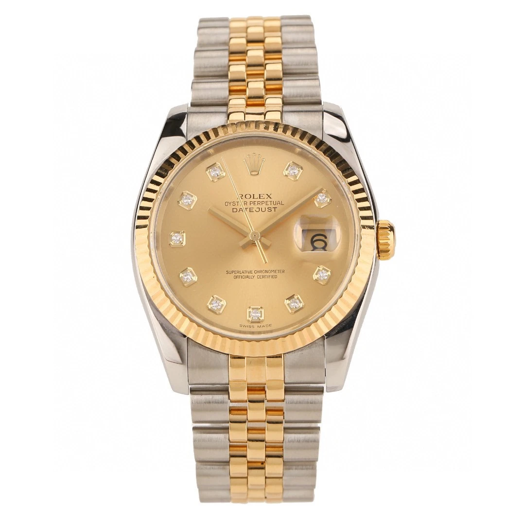 99新 Rolex/劳力士 日志型男士原镶钻机械腕表/36表径/公价104000