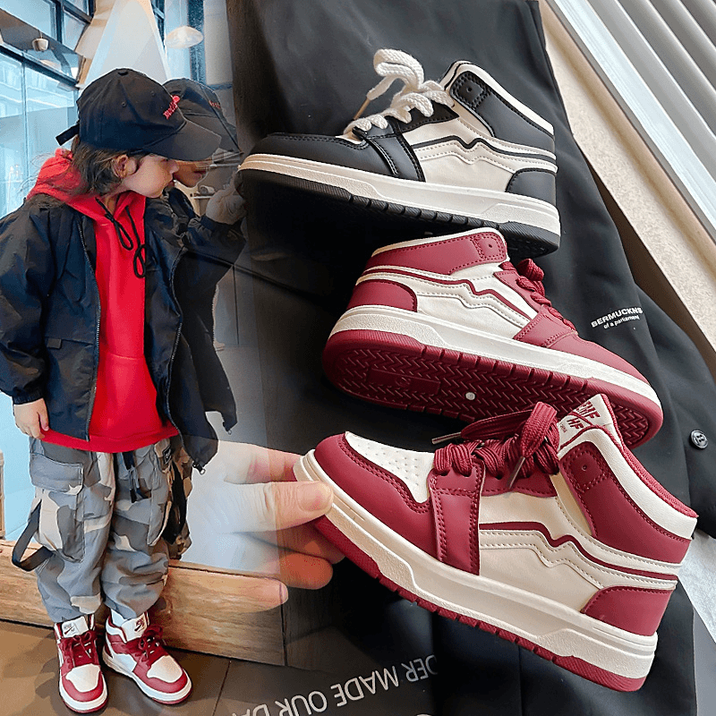 儿童板鞋2023秋季新款男童运动鞋中大童百搭高帮女童鞋子休闲鞋潮