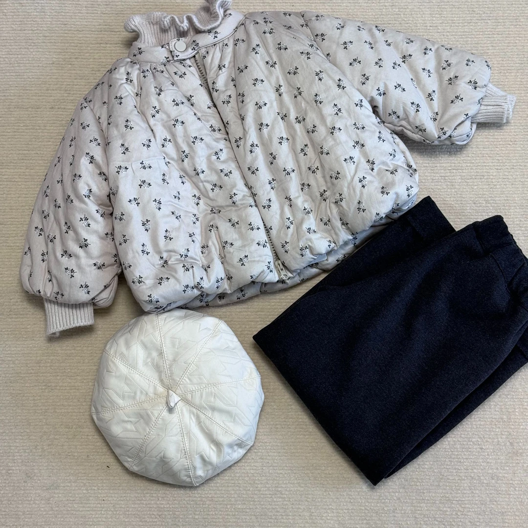 2024秋冬碎花立领棉衣外套儿童女宝冬季保暖加厚加绒百搭