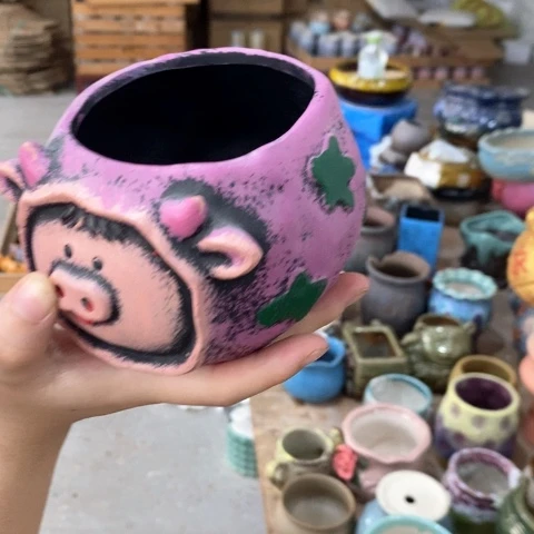 陶瓷20CM以下印彩猪