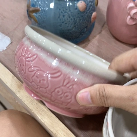 陶瓷20CM以下粉色兔子拼盘