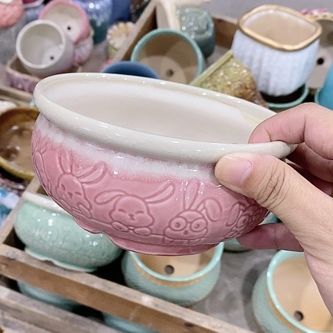 陶瓷20CM以下粉色兔子拼盘