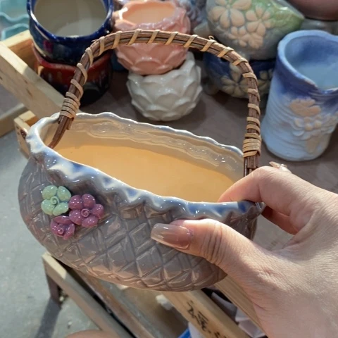 陶瓷大蓝花边篮子1111111