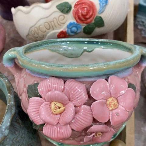 陶瓷20CM以下D双耳捏花粉色