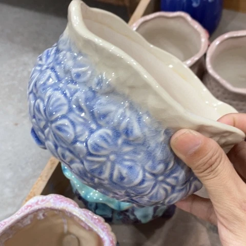 陶瓷20CM以下花朵蓝色