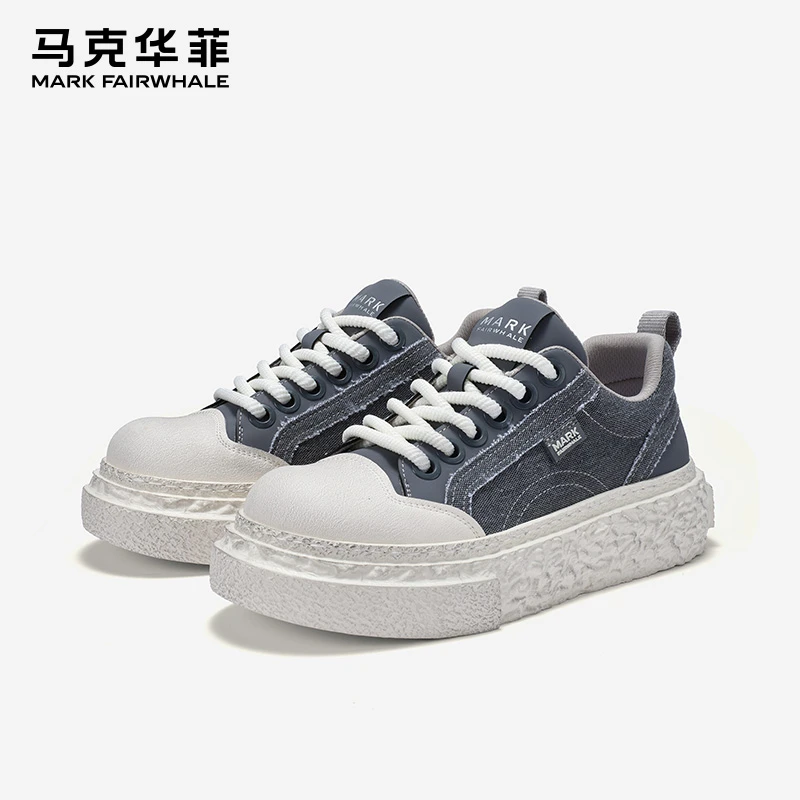 马克华菲男鞋2025夏季新款透气运动休闲鞋男士厚底鞋子百搭板鞋男