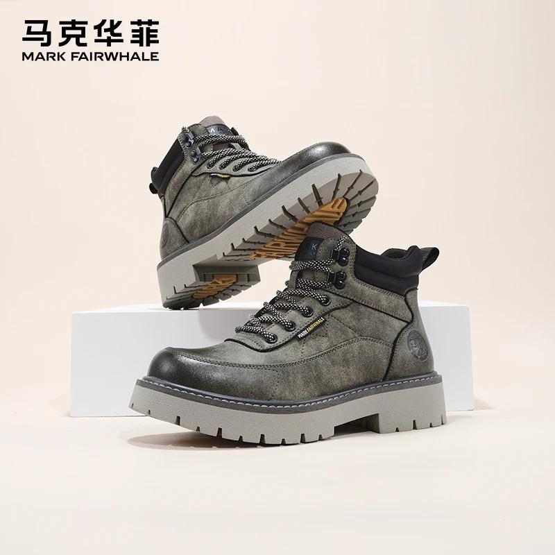 马克华菲马丁靴男款秋季男鞋2024新款真皮户外登山工装春秋靴子男