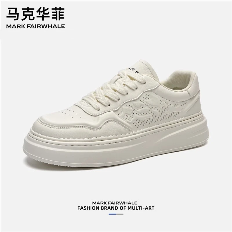 马克华菲男鞋夏季透气小白鞋男2024新款增高板鞋男款运动休闲鞋子
