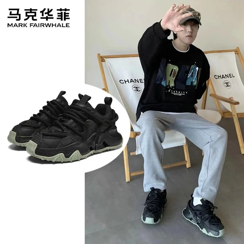 马克华菲男鞋厚底老爹鞋男情侣潮鞋增高运动鞋男机甲男士休闲板鞋
