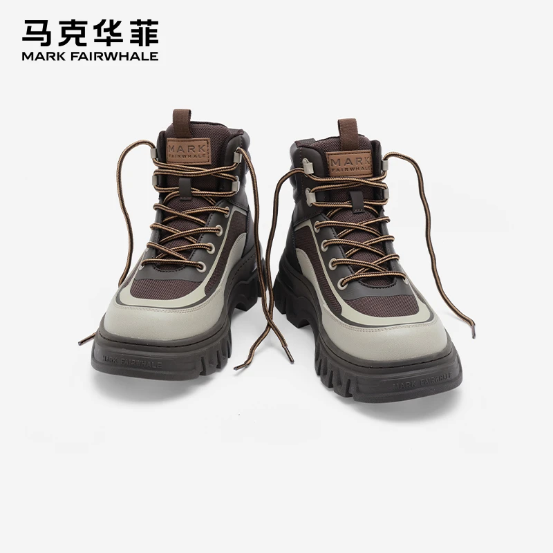 马克华菲男鞋2024新款秋季工装靴男增高户外运动登山靴马丁靴男款