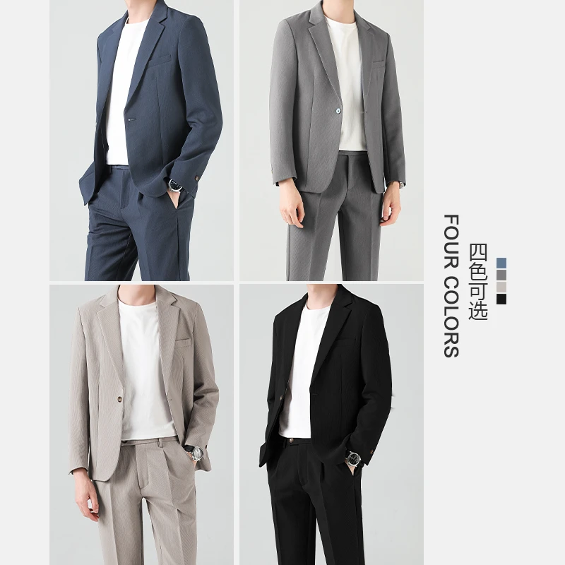 休闲西服套装三件套男士高级感结婚婚礼西装一套搭配衣服外套痞帅